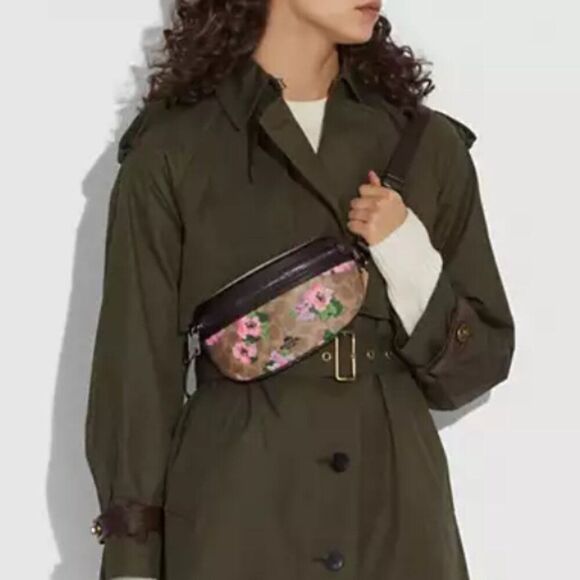 Coach Purse Leather Floral Bethany Belt Bag Signature Canvas Blossom Print NWOT - Picture 16 of 16